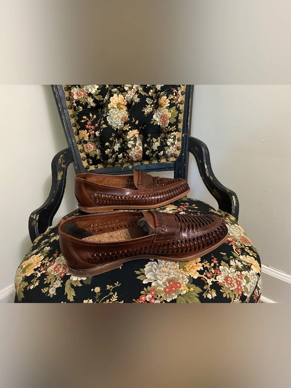 Dune London Brown Brickles Leather Woven Loafers